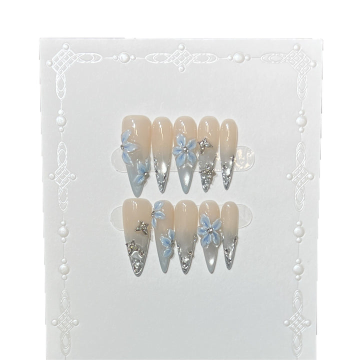 Elegante Stiletto Floral Press-On Nail Set Karnz