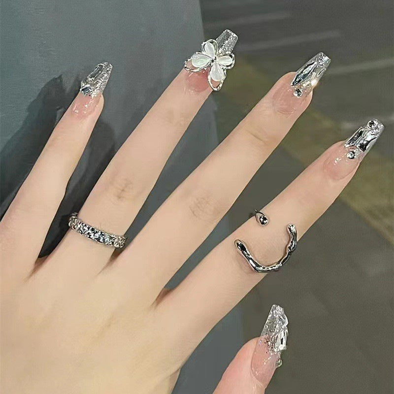 Künstlerisches Press-On-Nagelset mit Sternenmotiv Karnz