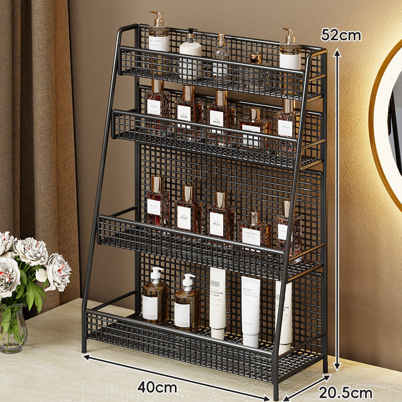 Zweischichtiger Metallgitter-Countertop-Vanity-Organizer-Regal mit erhöhtem Frontlippe
