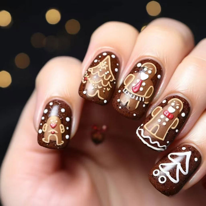 Festliches Lebkuchen-Motiv Nail Art Set