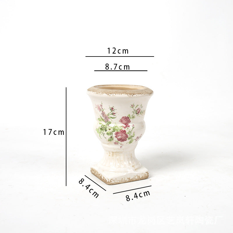 Florale Keramik Pflanzgefäß Karnz