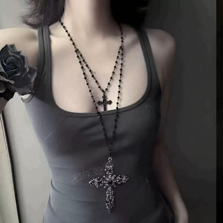 Dual-Layered Cross Pendant Necklace Karnz