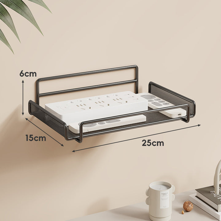 Wandmontierter Zwei-Ebenen Belüfteter Mesh Router und Power Strip Organizer