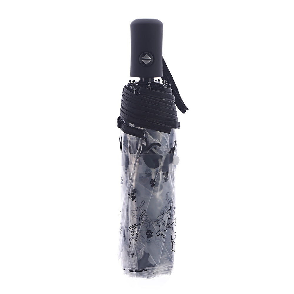 Damen Faltbarer Regenschirm mit transparentem Design und Tiermotiven Karnz