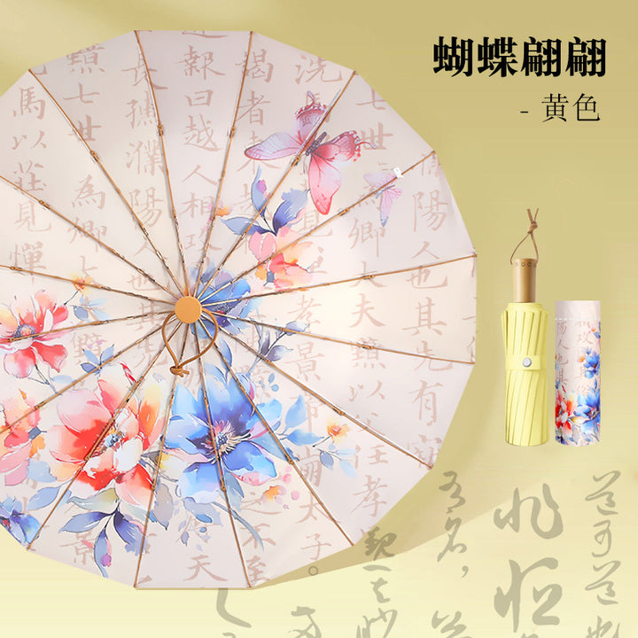 Damen Faltbarer Regenschirm mit Blumenmotiv Karnz