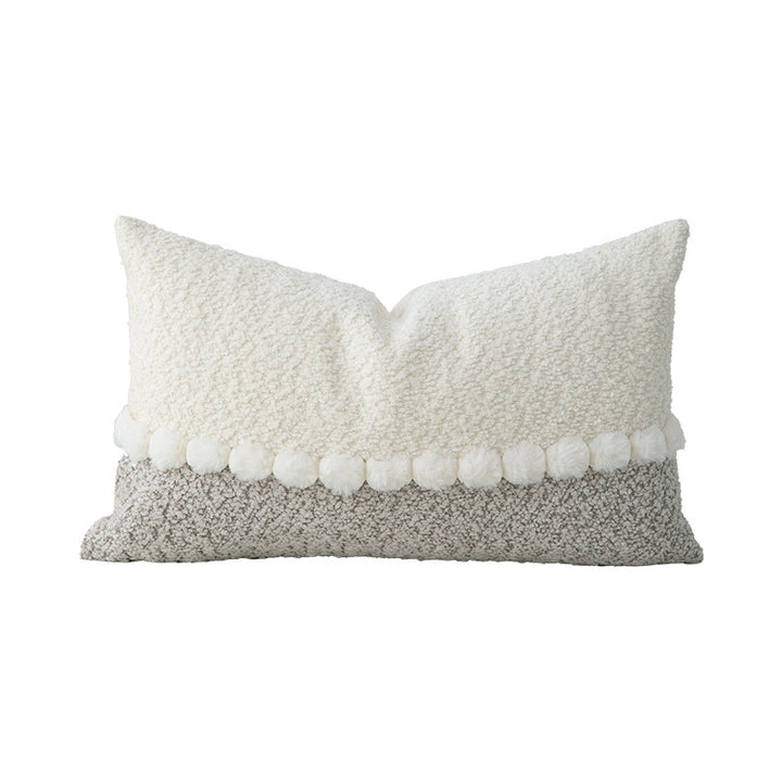Zweifarbiger Bouclé‑Dekokissenbezug mit Teddy‑Sherpa‑Struktur und Ziernaht
