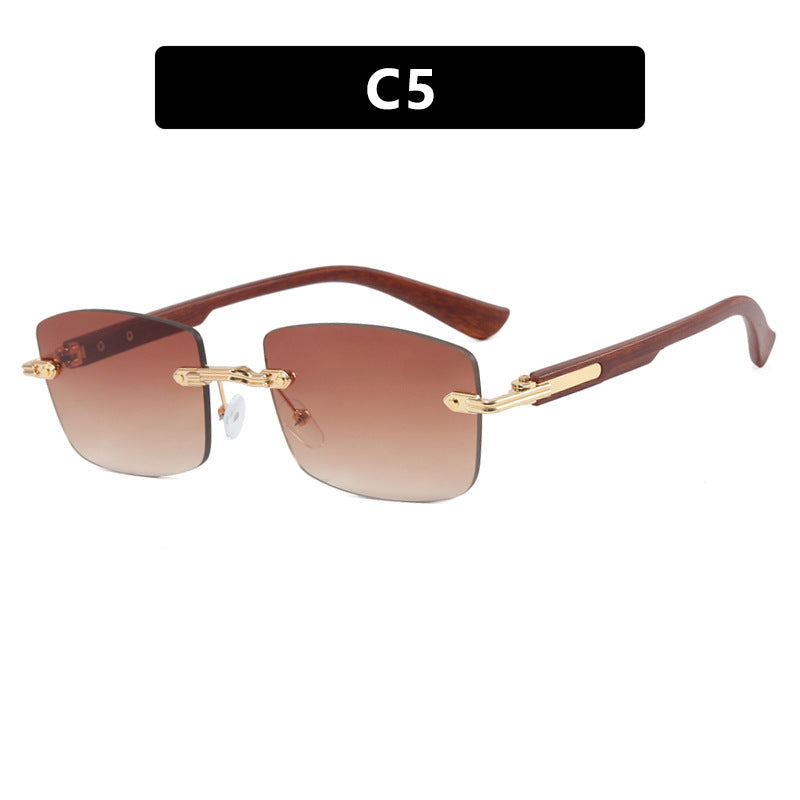 Damen quadratische Sonnenbrille mit Holzrahmen und gradienten Gläsern Karnz
