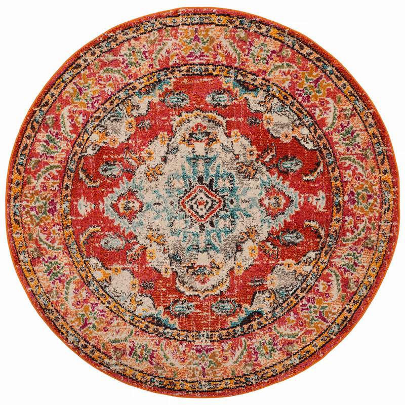 Runder Vintage Floral Teppich