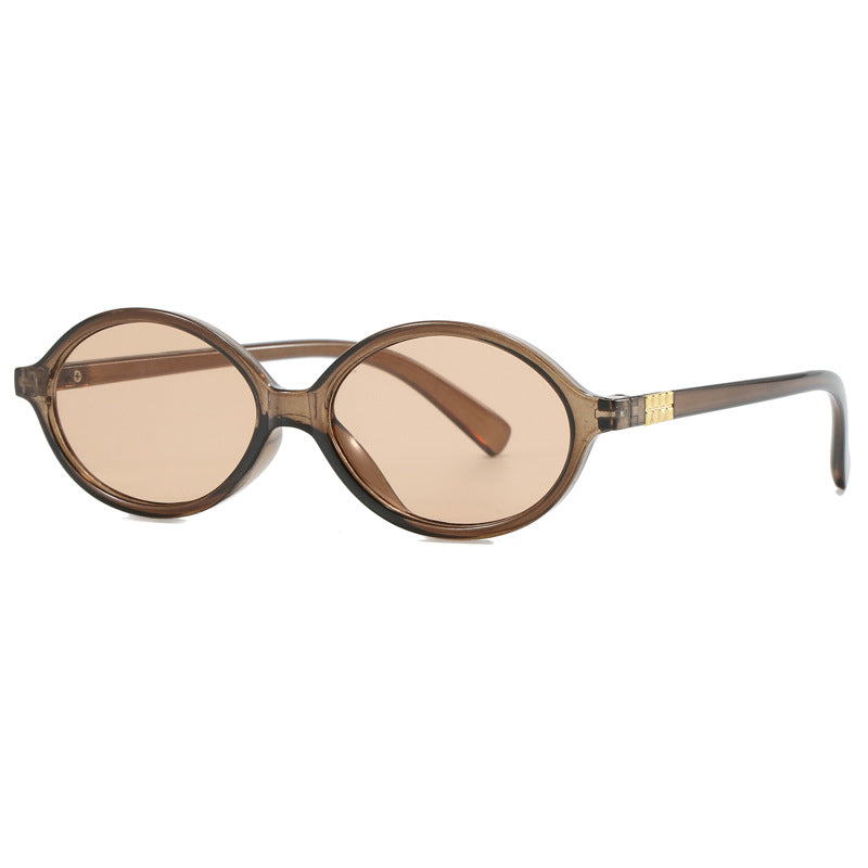 Damen modische Sonnenbrille mit ovalem Rahmen und goldenen Akzenten Karnz