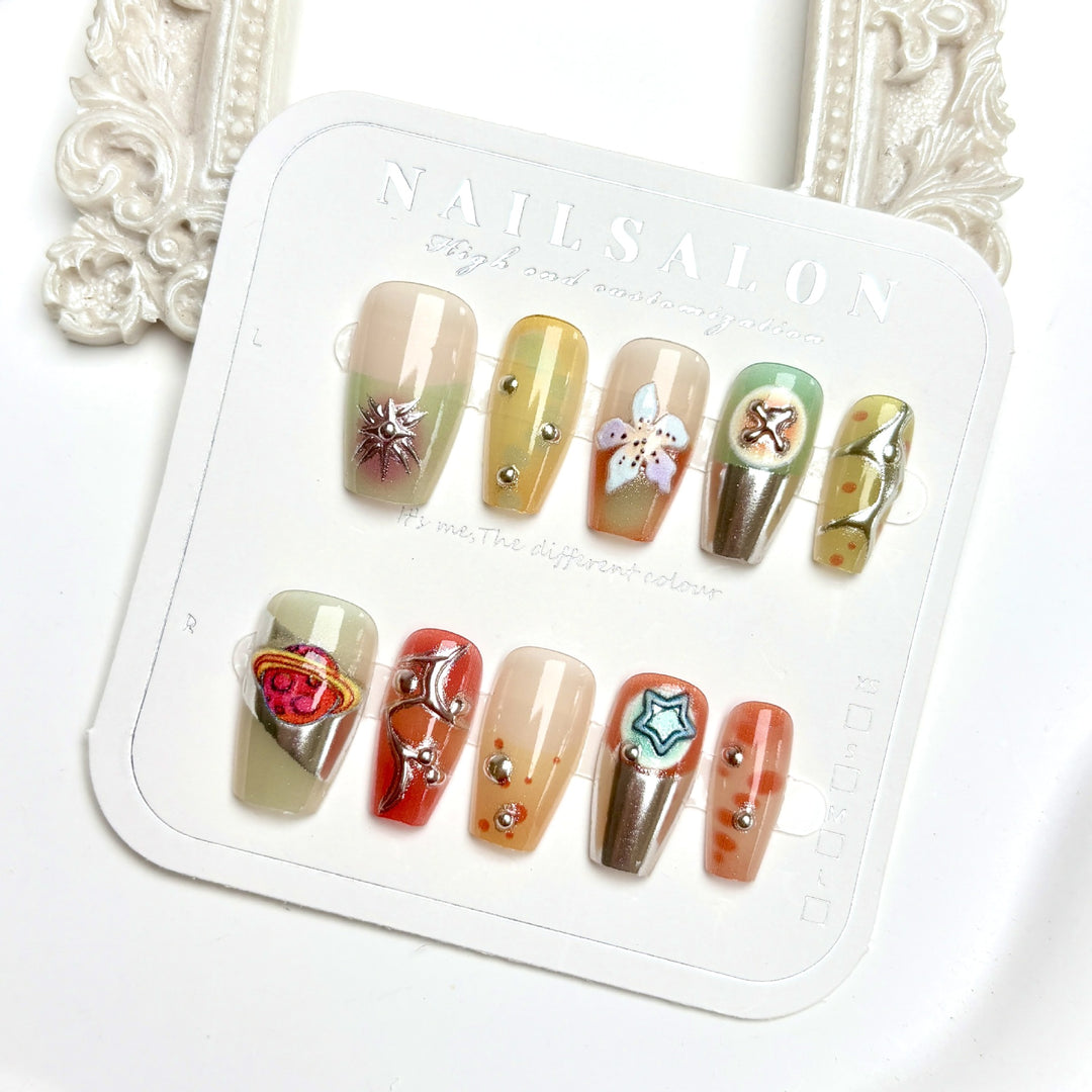 Premium Dekorative Press-On Nagelset 1790745880