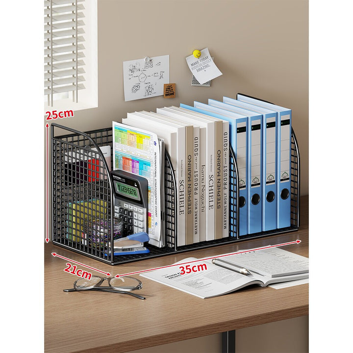 Langer Multi-Slot Desktop-Datei- und Ordner-Organizer mit Stift- und Zubehörhalter