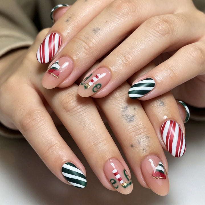 Festliche Weihnachten-Themen Press-On Nagelkunst Karnz