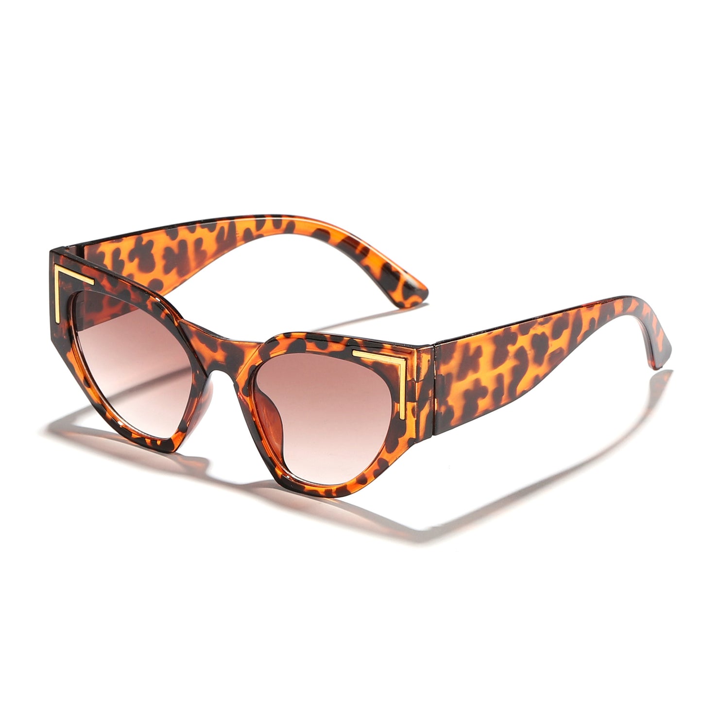 Damen kreative Cat-Eye Sonnenbrille mit transparentem Rahmen und braunen Gläsern Karnz
