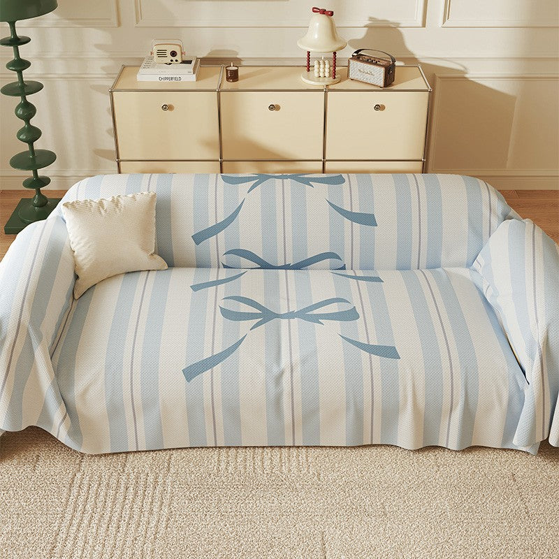 Reversible Stretch Sofa Slipcover with Pastel Cartoon Patchwork Texture
