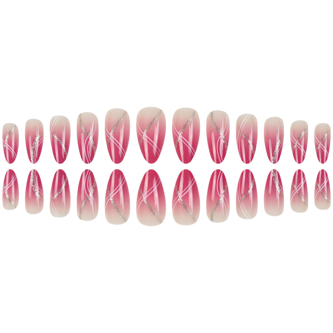 Elegantes Stiletto Press-On Nagelkunst-Set mit Glitzerakzenten Karnz