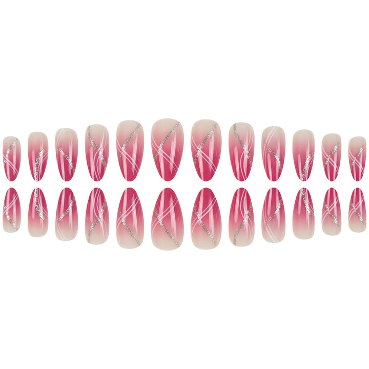 Elegantes Stiletto Press-On Nagelkunst-Set mit Glitzerakzenten Karnz