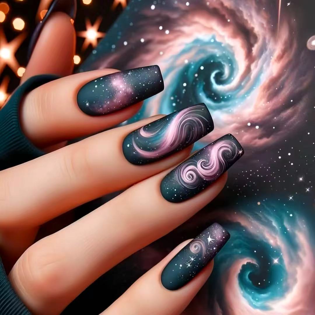 Galaxy-Themed Press-On Nail Extensions Karnz