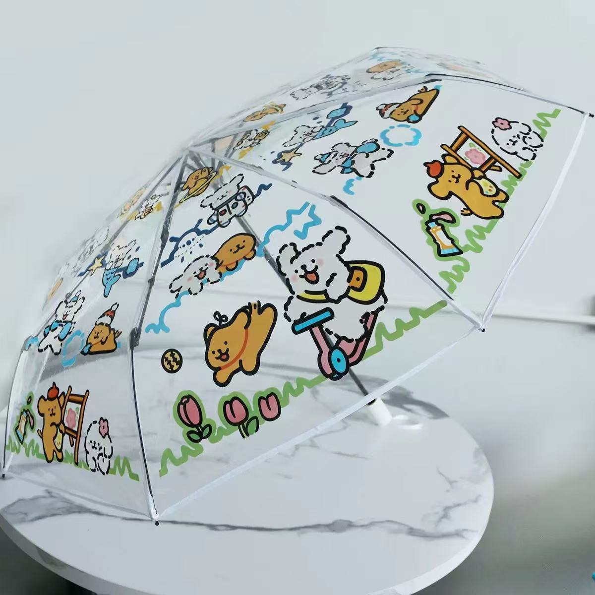 Damen Transparenter Regenschirm mit tierischen Motiven Karnz