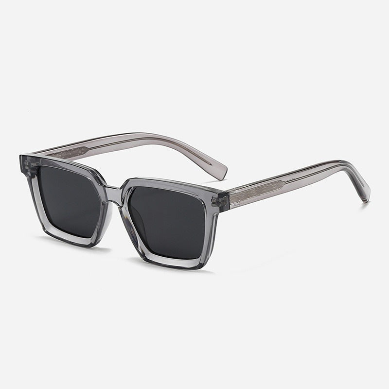 Damen quadratische Sonnenbrille mit transparentem Rahmen und polarisierenden Gläsern Karnz