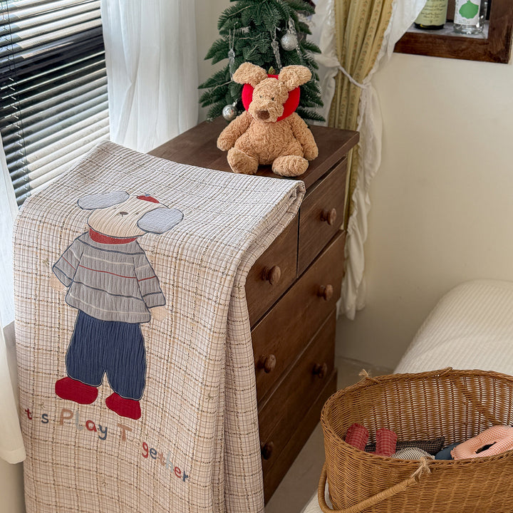 Gestepptes Bunny Applikation Komforter und Kissenbezug Set