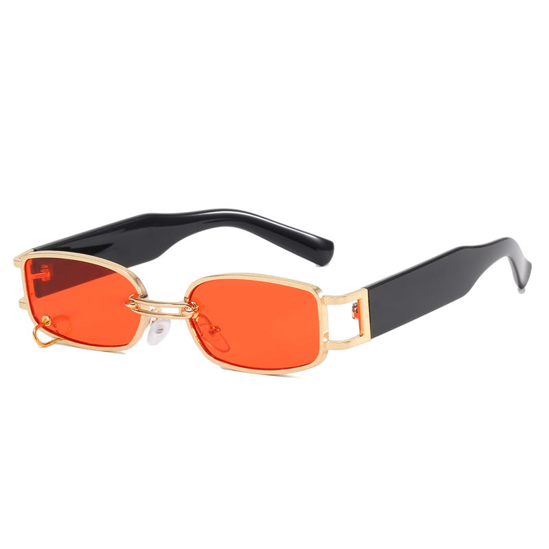 Damen modische Sonnenbrille mit innovativem rechteckigem Design und elegante Metallakzenten Karnz