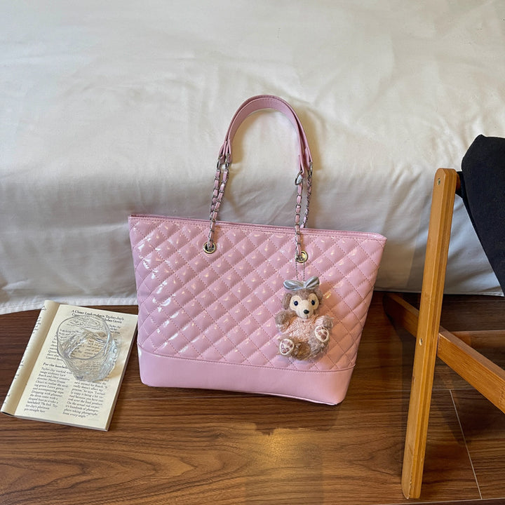 Glänzende gestepptes Tote-Handtasche