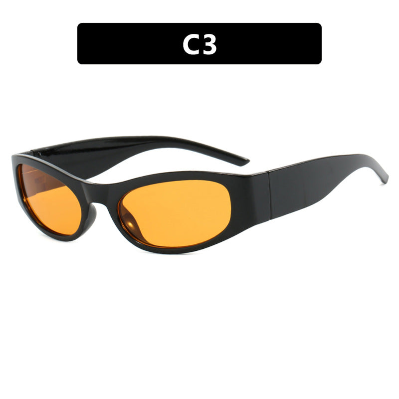 Damen sportliche Sonnenbrille mit breitem Rahmen und UV-Schutz Karnz