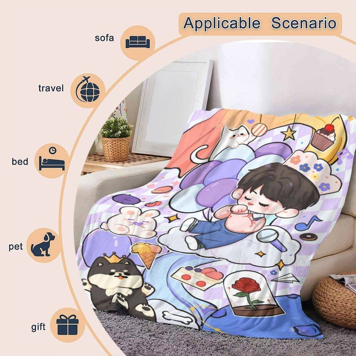 Cartoon Print Fleece Decke  1788504996