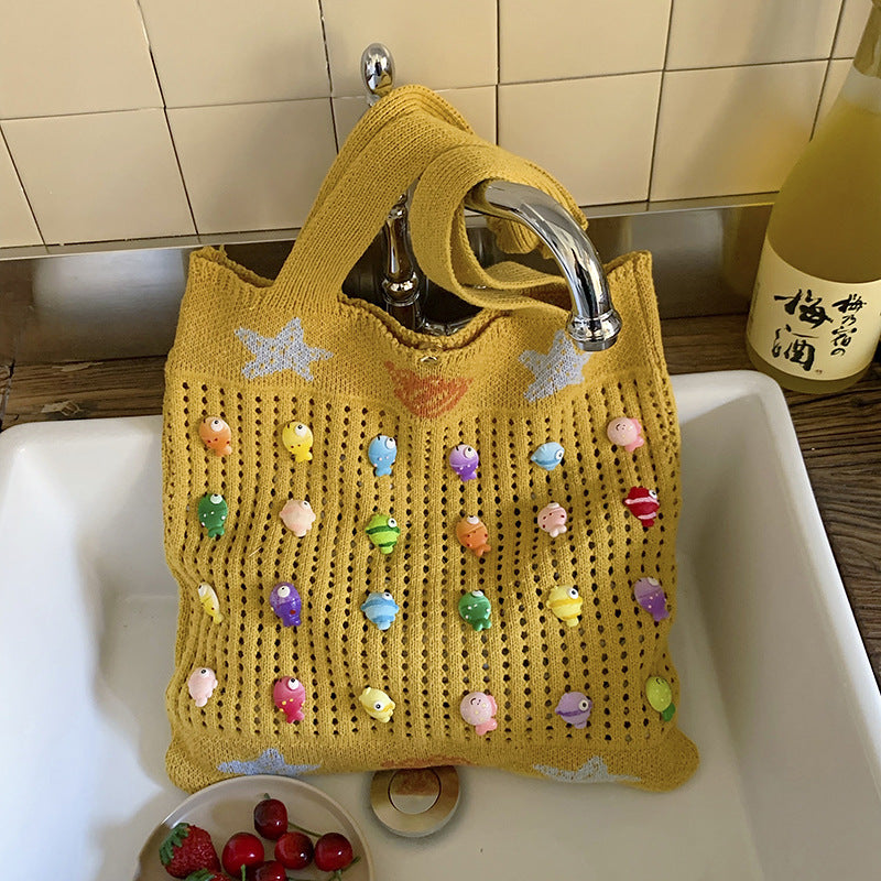 Bunte Dekorative Häkel Tote Bag Karnz