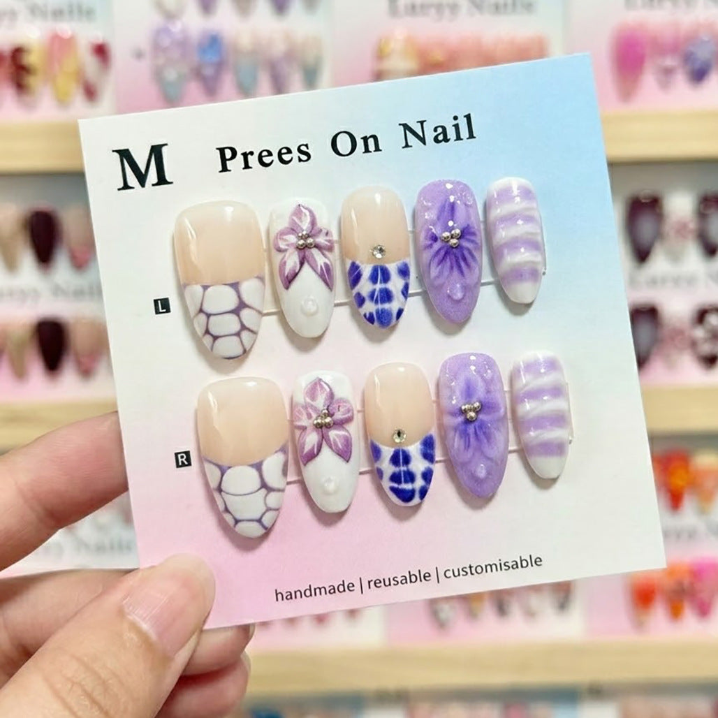Künstlerische Blumen Press-on Nagelkollektion 1791724334
