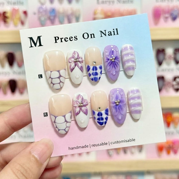 Künstlerische Blumen Press-on Nagelkollektion 1791724334