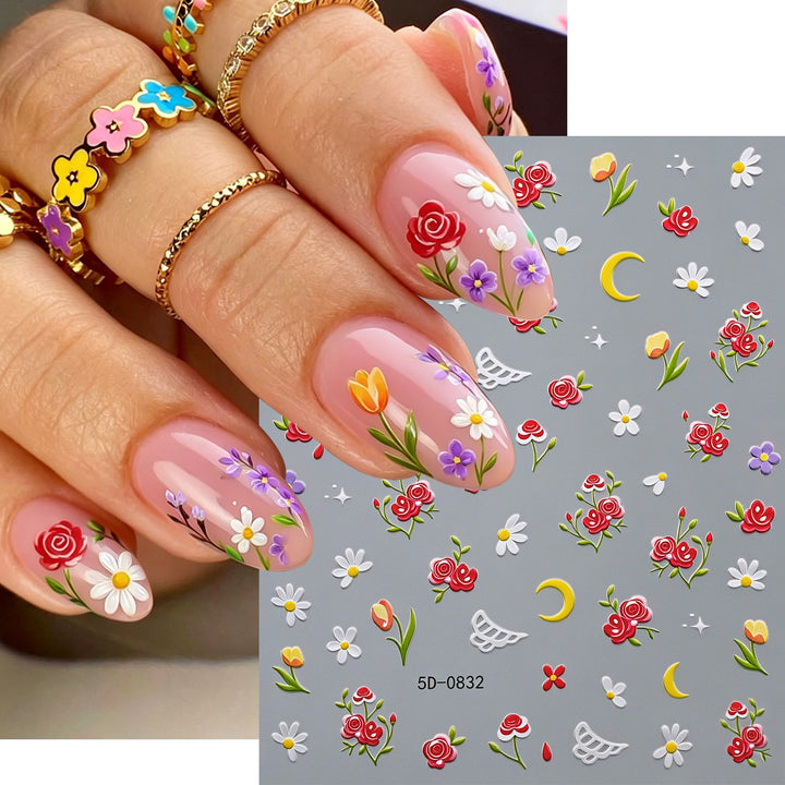 Blumen Nagelkunst Aufkleber
