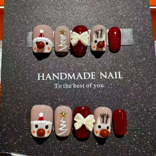 Handgemachtes, urlaubsbezogenes Press-On-Nagelset