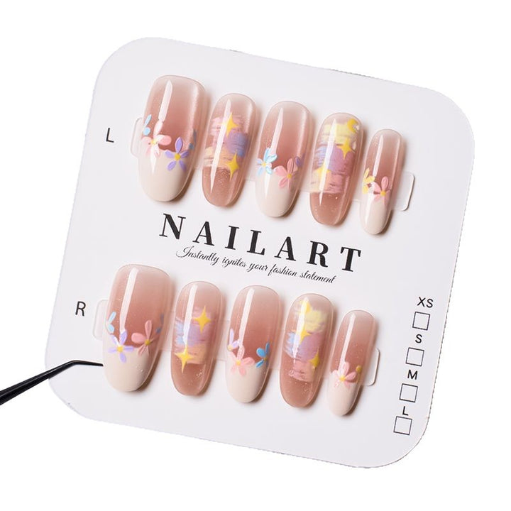 Florale Blüten Künstlerische Press-On-Nagelset Karnz