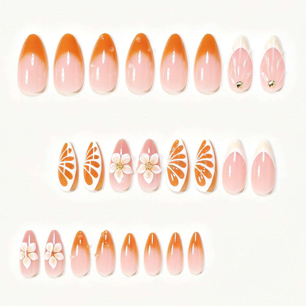 Künstlerisches Floral Press-On Nagelspitzen-Set Karnz