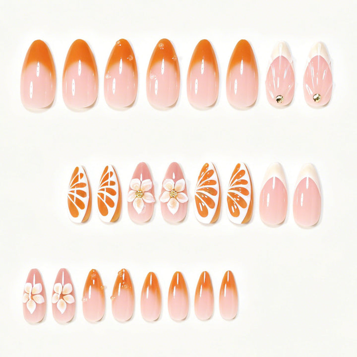Künstlerisches Floral Press-On Nagelspitzen-Set Karnz