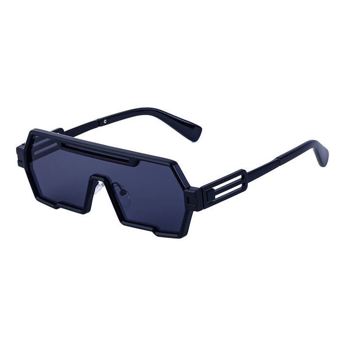 Damen modische Sonnenbrille im futuristischen Design mit breitem Rahmen Karnz