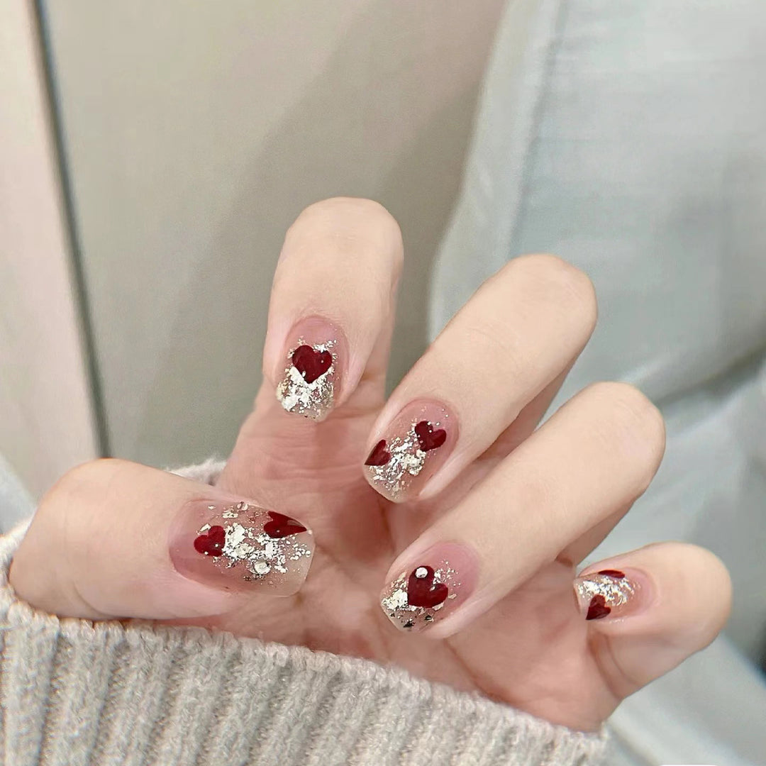 Romantisches Herz-Design Press-On Nail Set