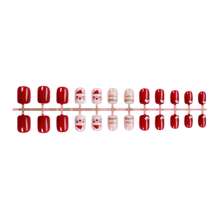 Urlaubs-Themen Press-On Nail Set mit lustigen Weihnachtsmann- und Herzdesigns Karnz