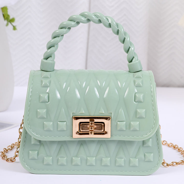 Damen Designer Handtasche mit strukturiertem Obermaterial und goldfarbener Schnalle Karnz