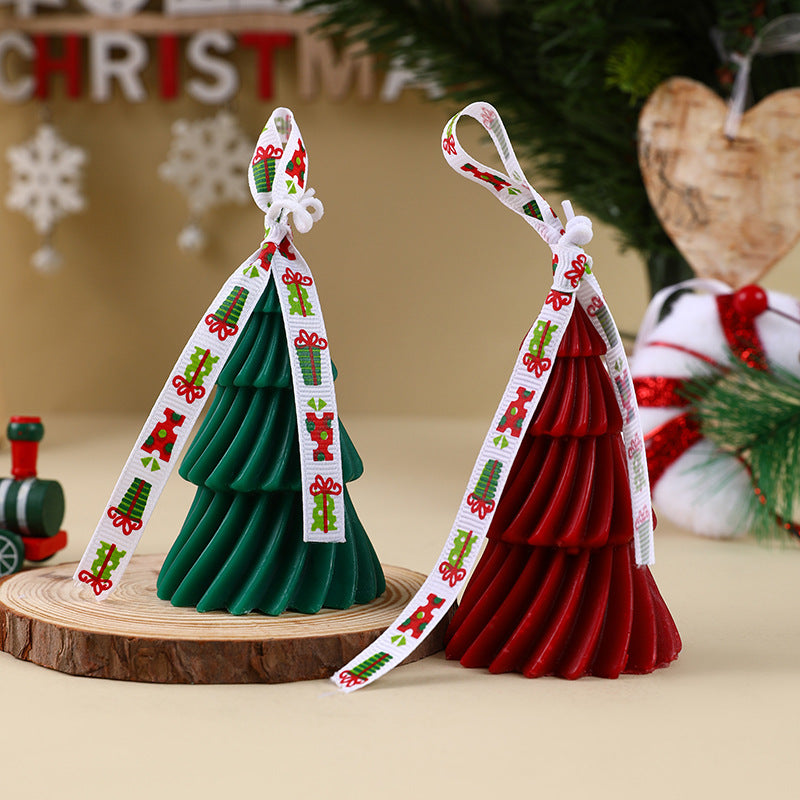Handgegossene Geschichtete Spiral Weihnachtsbaum Dekorative Ornament Kerze