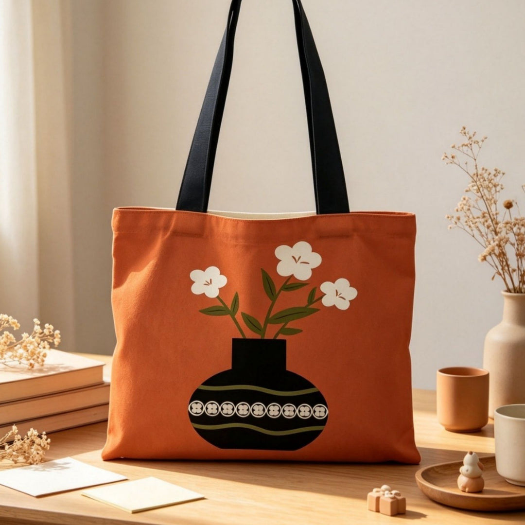 Blumenmuster Canvas Tote Bag