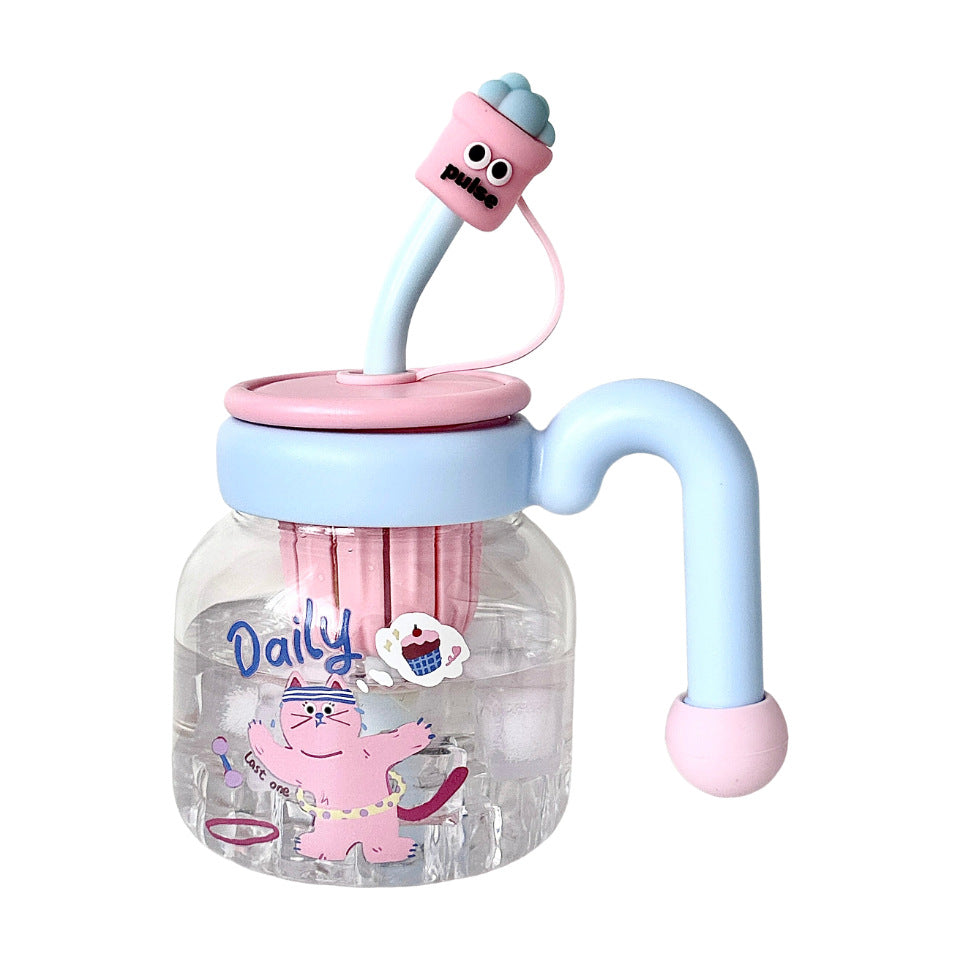 Damen kreative Trinkflasche mit integriertem Silikonstrohhalm Karnz