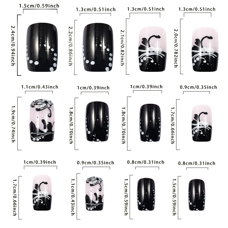Künstlerisches dekoratives Press-On-Nagelset mit floralem und abstraktem Design