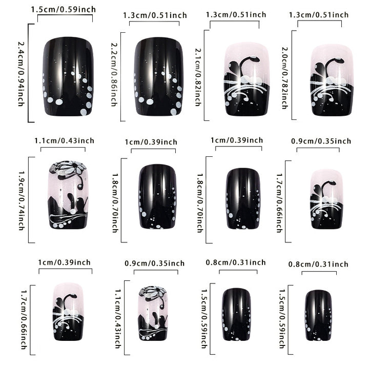 Künstlerisches dekoratives Press-On-Nagelset mit floralem und abstraktem Design