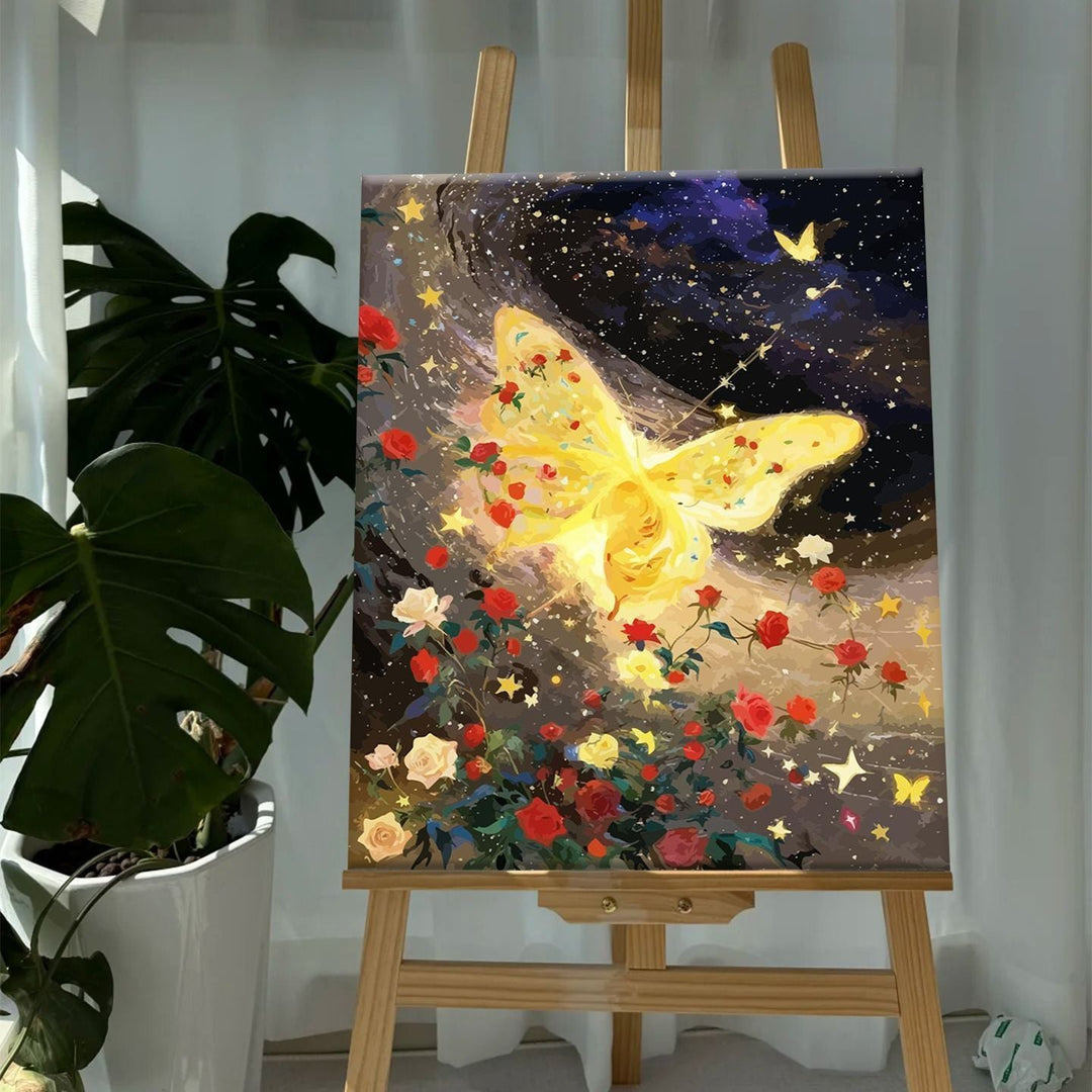 Bunte Schmetterlinge und Floral Leinwanddruck Karnz