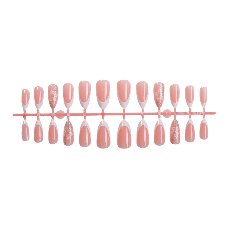 Elegantes floral gestaltetes Press-On Nagelset Karnz