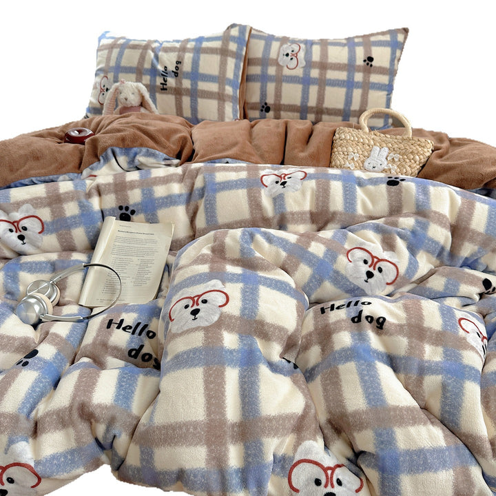 Ultra-Plüsch Teddy-Motiv Mikrofleece Komfortdecke mit gestepptem Loft