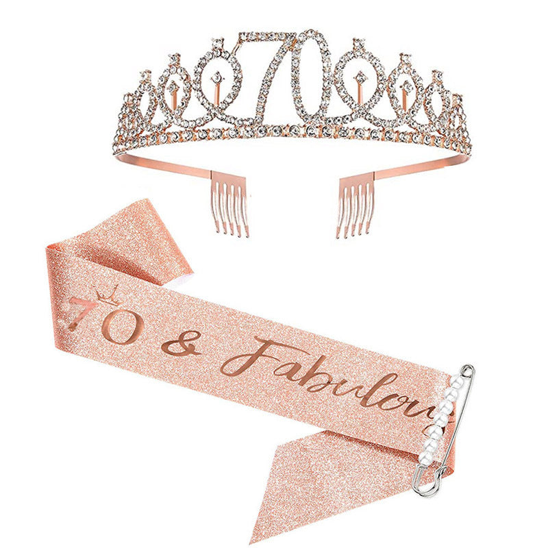 Damen Kristallverzierte Geburtstagskrone mit personalisiertem Sash Karnz