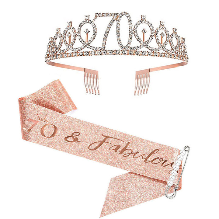 Damen Kristallverzierte Geburtstagskrone mit personalisiertem Sash Karnz